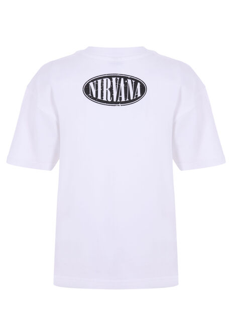 Older Boys White Nirvana Waves Band T-Shirt