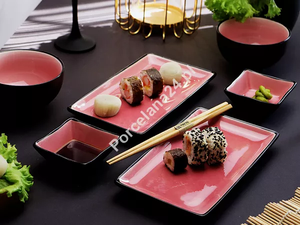 Zestaw do sushi dla 2 osób (8 el.) Tokyo Design Studio - Glassy Pink 21514