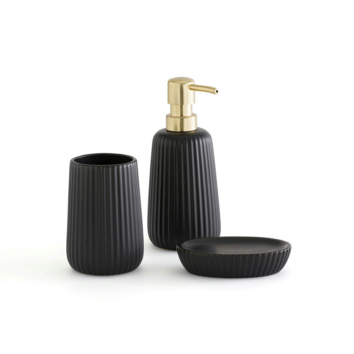 Set de salle de bain effet soft strié Sebon