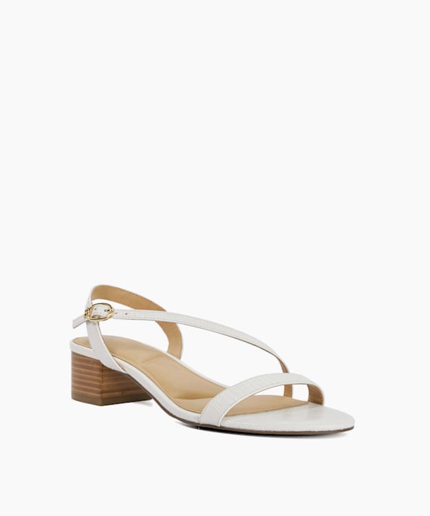 Jolene White - Leather Block Heel Sandals