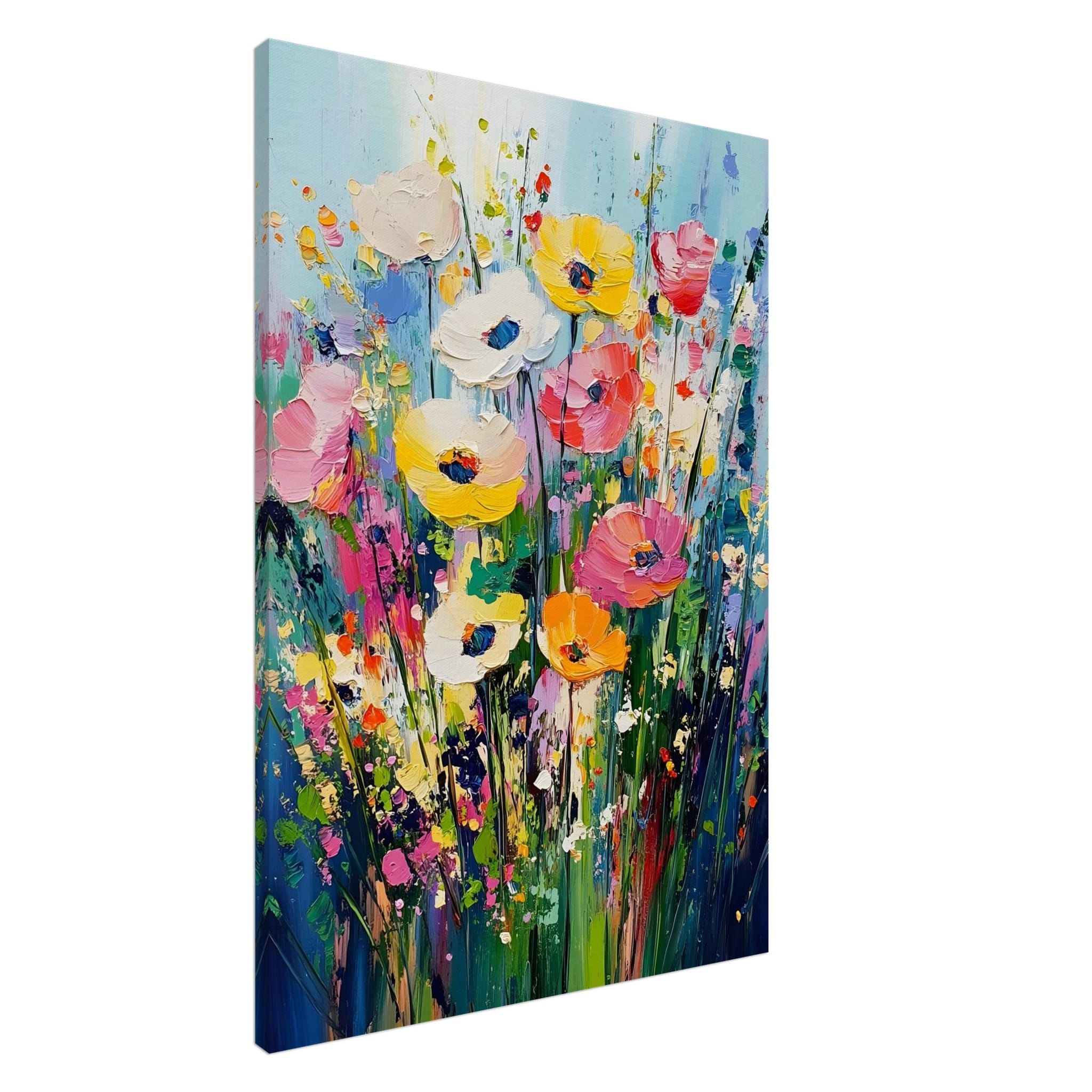 Artfulprints Canvas Colourful flowers canvas - 100x150 cm - Meerkleurig