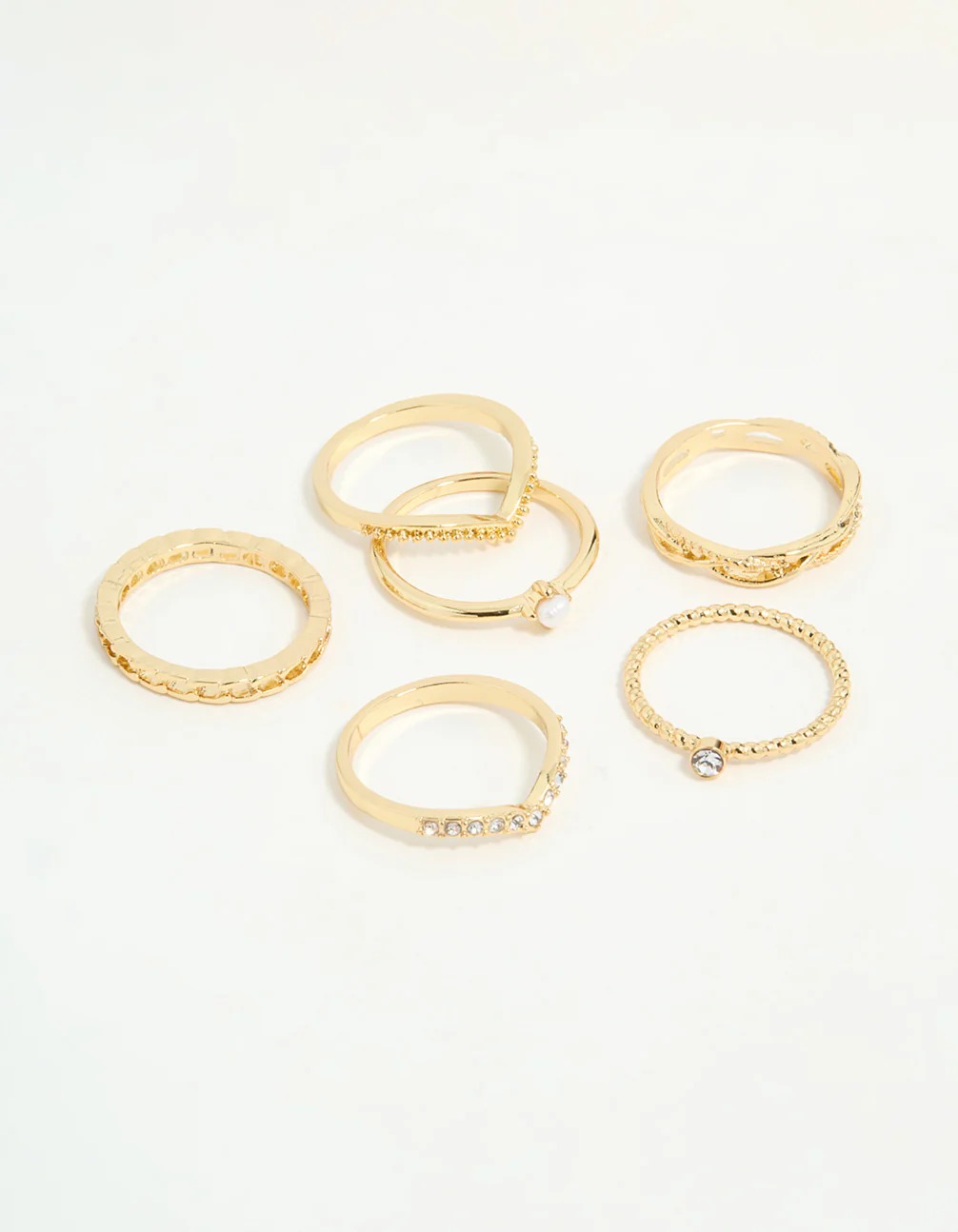 Gold Plated Twist & Dip Rings 6-Pack
