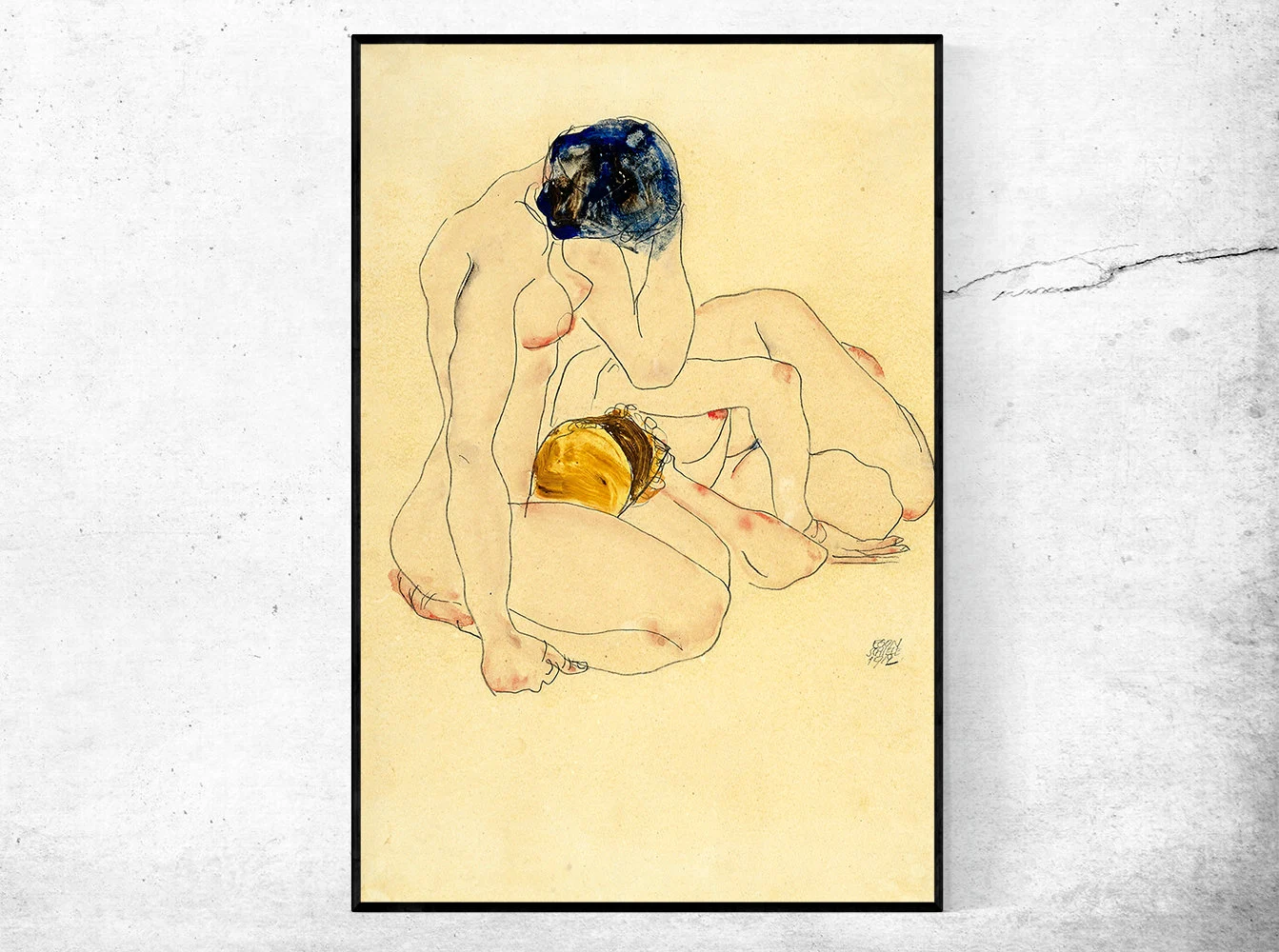 TWO FRIENDS-Egon Schiele,Home office Decor,Housewarming Gift,Expressionism,Vintage masterpiece Artwork,giclee print in various sizes