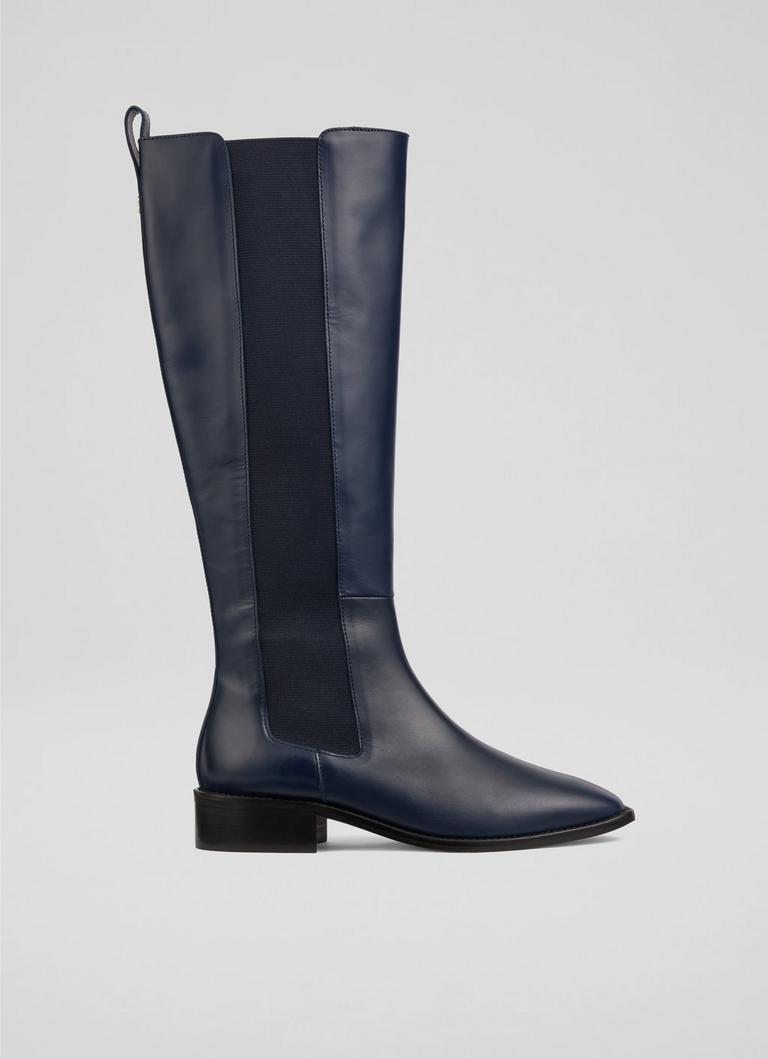 Zara Black Leather Knee Boots