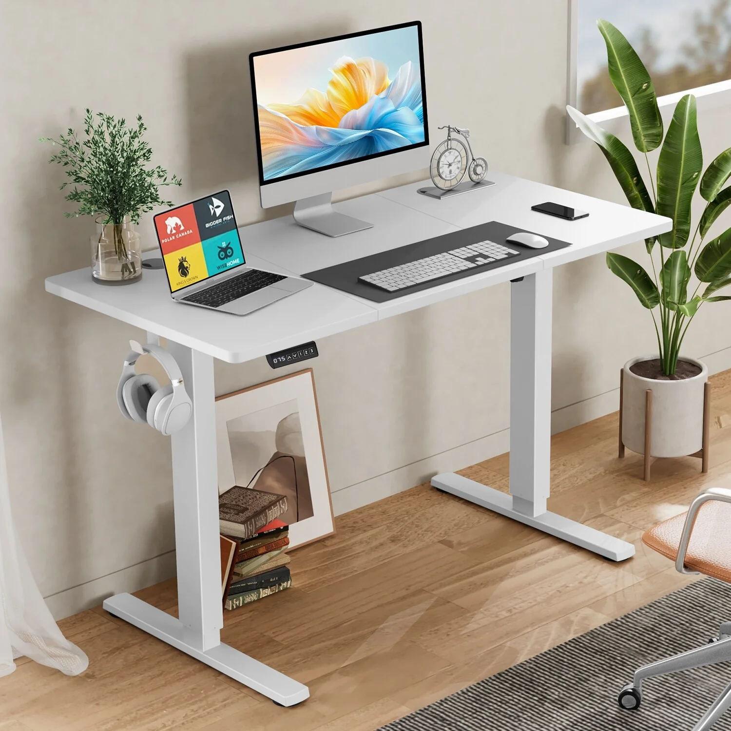 Ergonomic Eectric Standing Desk Computer Desk, Adjustable Height Gaming Workstation Desk for Home Office Study Bedroom