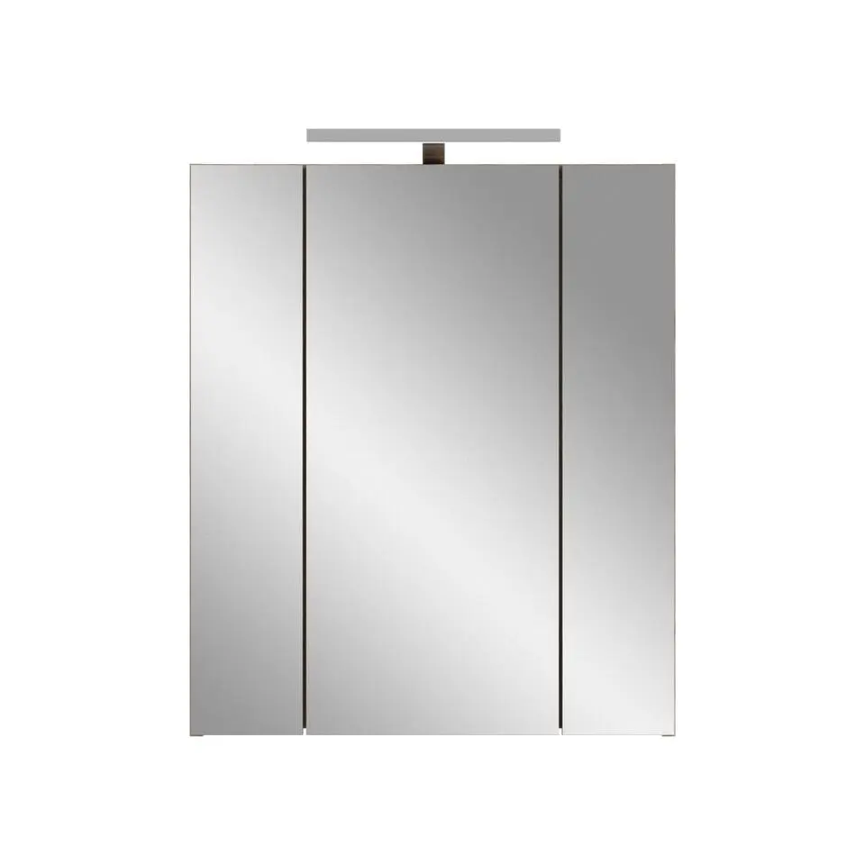 Hioshop Ice spiegelkast inclusief verlichting 3 spiegeldeuren zwart mat- eiken