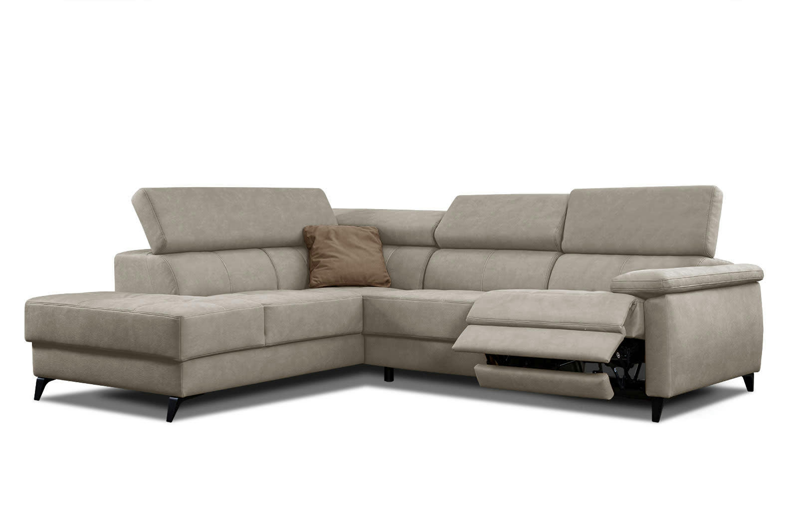 TAUNUS - Le canapé d'angle gauche 5 places beige clair avec une relaxation