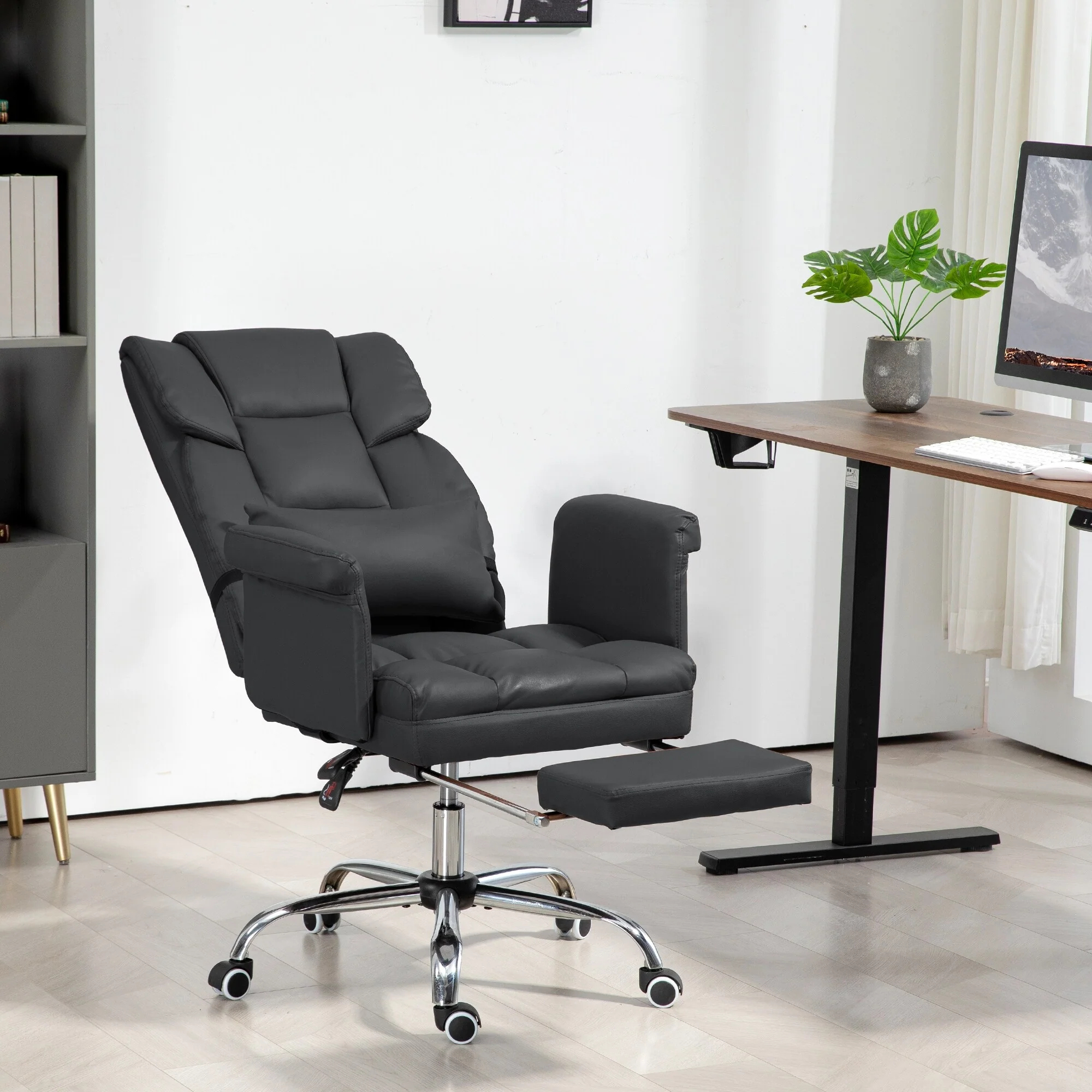 Executive Office Chair Swivel Desk Chair w/ Footrest & Lumbar Support