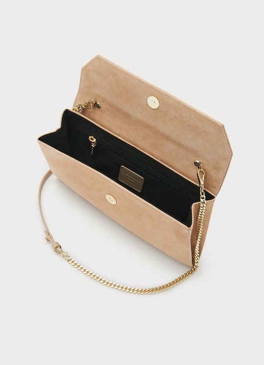 Dora Beige Suede Envelope Clutch