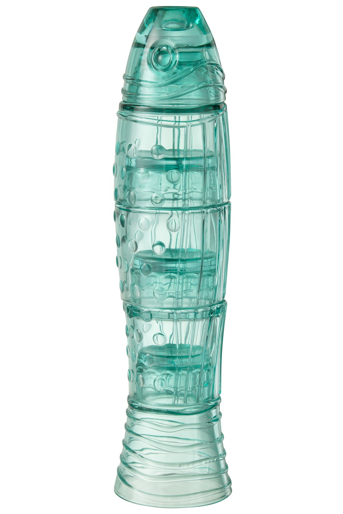 J-Line beker Vis - glas - transparant/azuur - 5 stuks