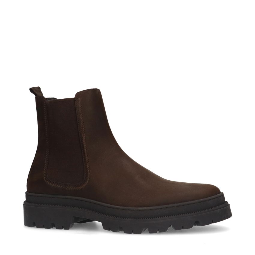 Manfield Bruine leren chelsea boots