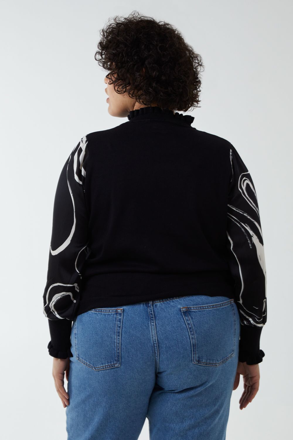 Blue Vanilla Curve Marble Sleeve Frill Jumper