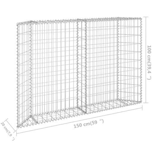 NNEVL Trapezium Gabion Raised Bed Galvanised Steel 150x20x100 cm