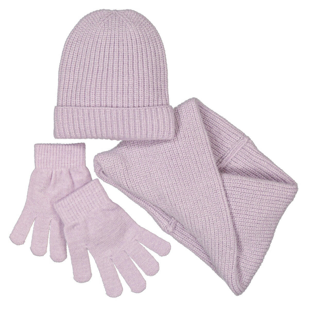 Ensemble bonnet + snood + moufles