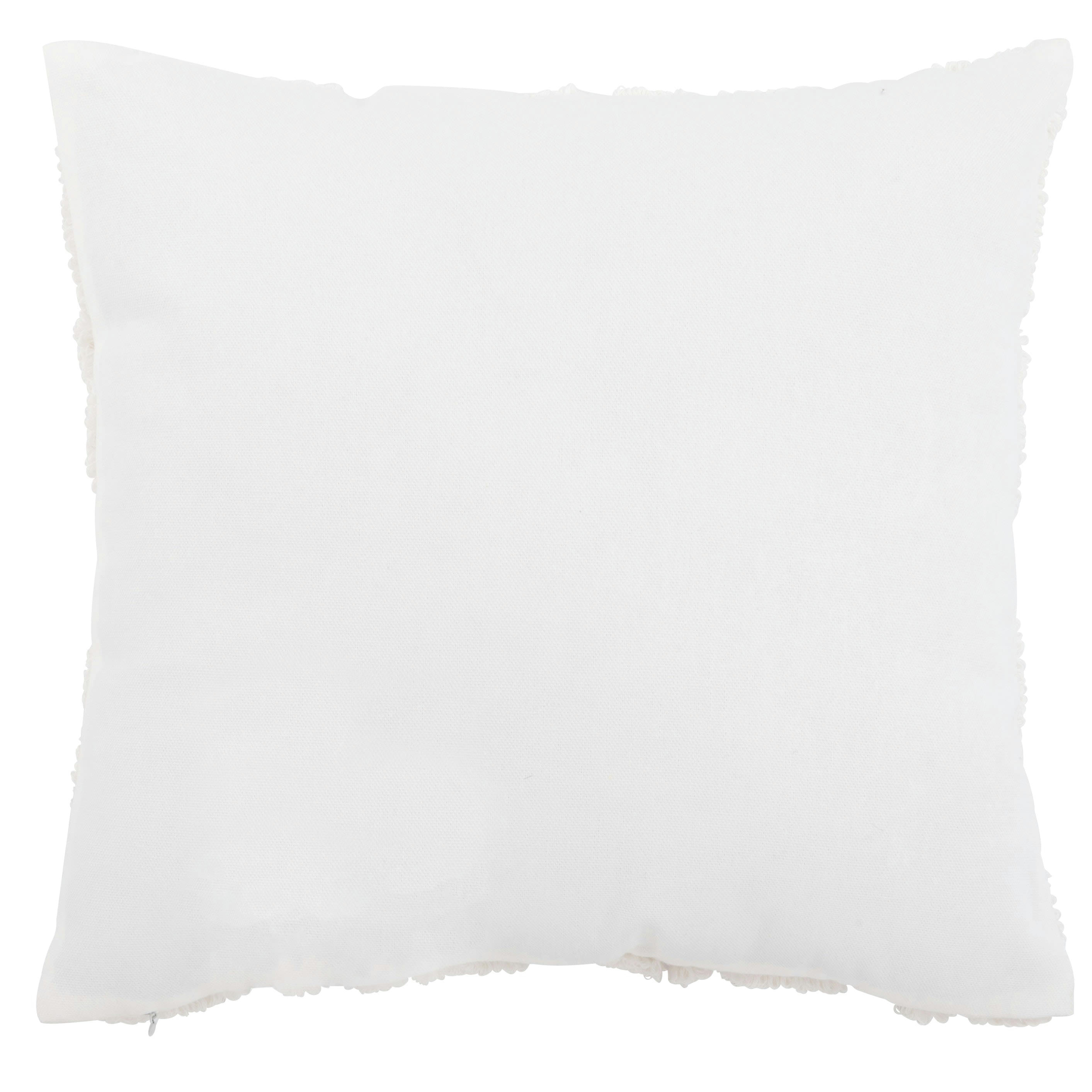 AFSAR - Housse de coussin motif en relief brodé bouclette blanc 40x40
