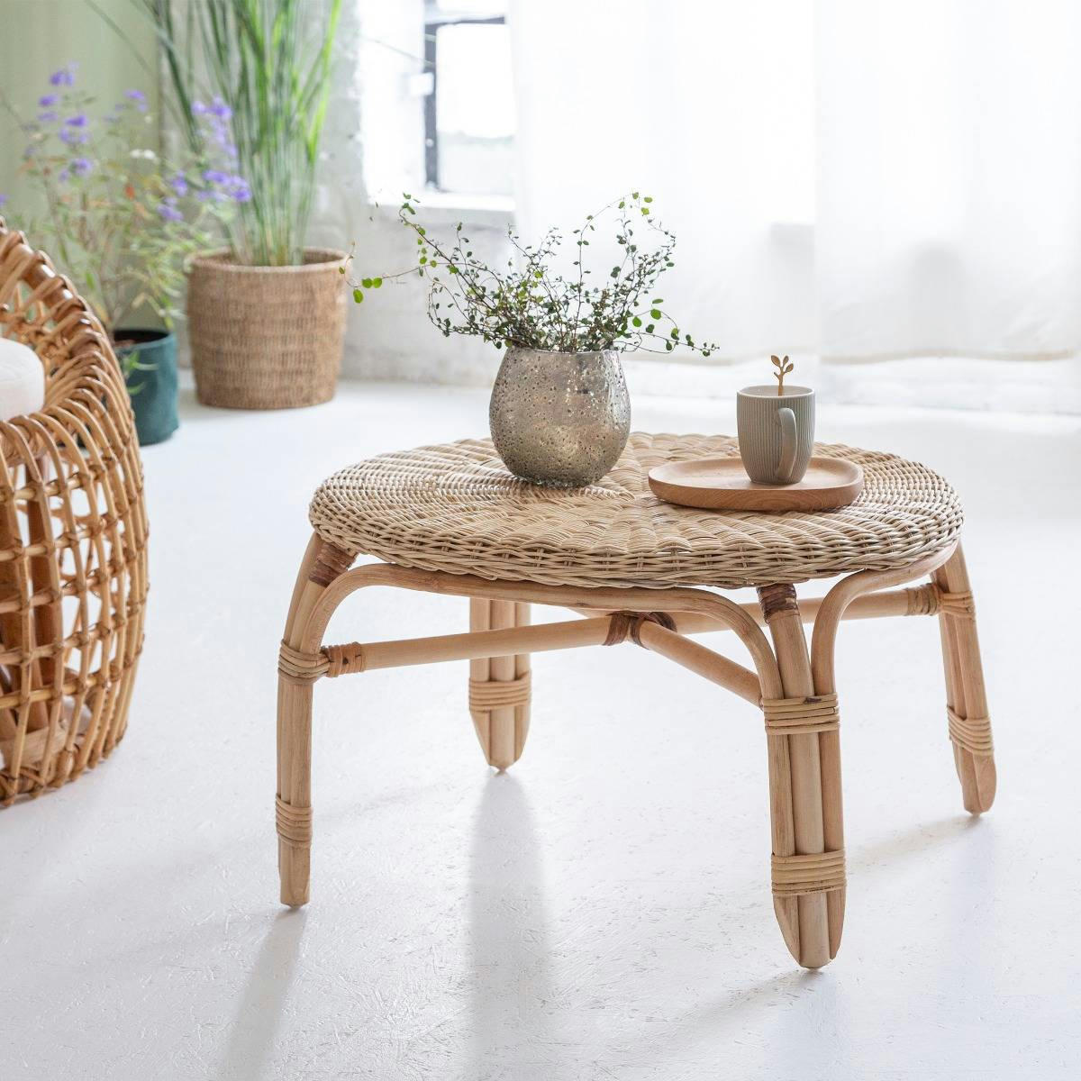 NOHAN - Table basse en rotin marron 63 cm