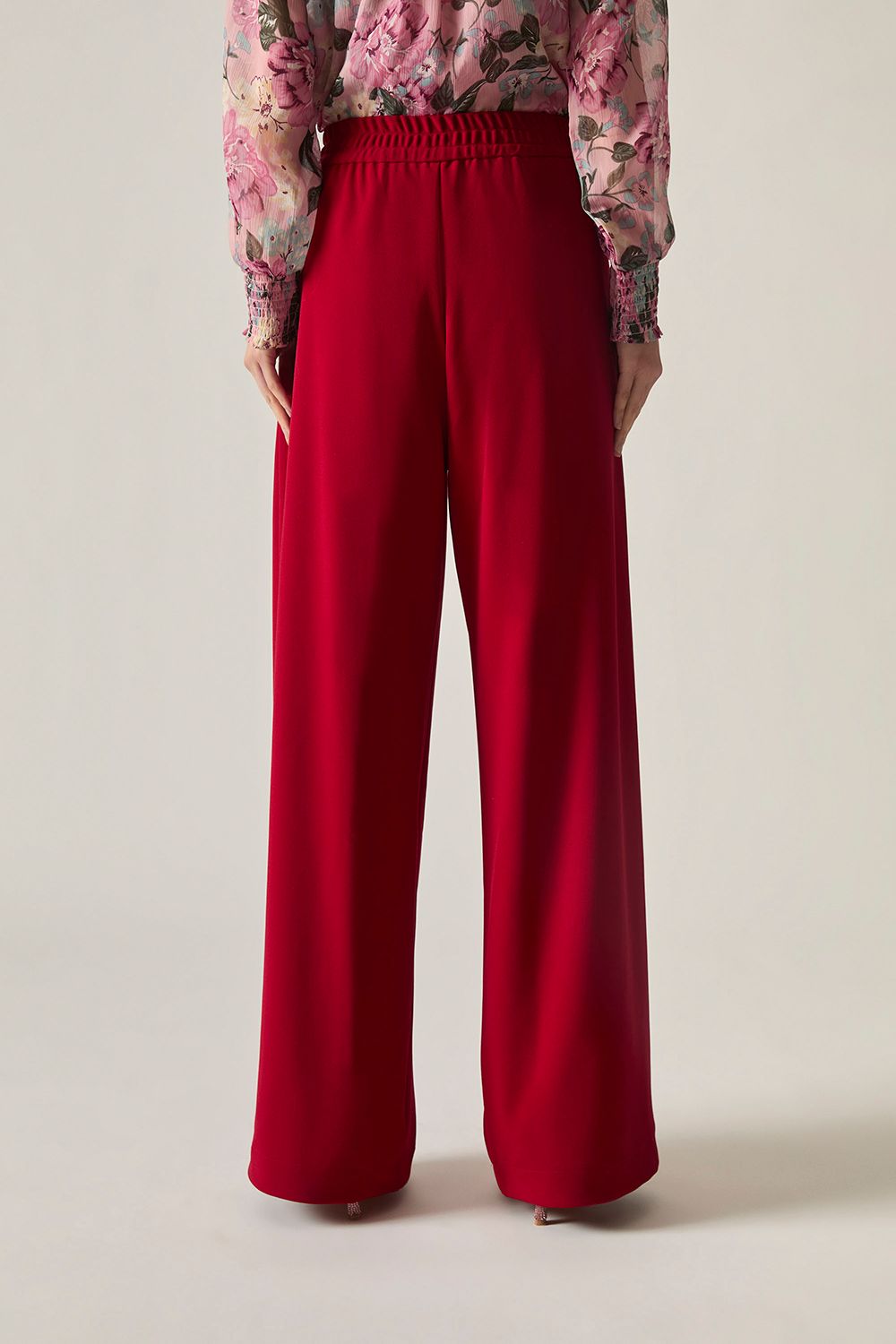 James Lakeland Burgundy Wide Leg Suit Trousers