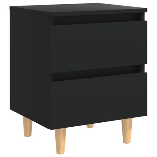 NNEVL Bed Cabinets with Solid Pinewood Legs 2 pcs Black 40x35x50 cm