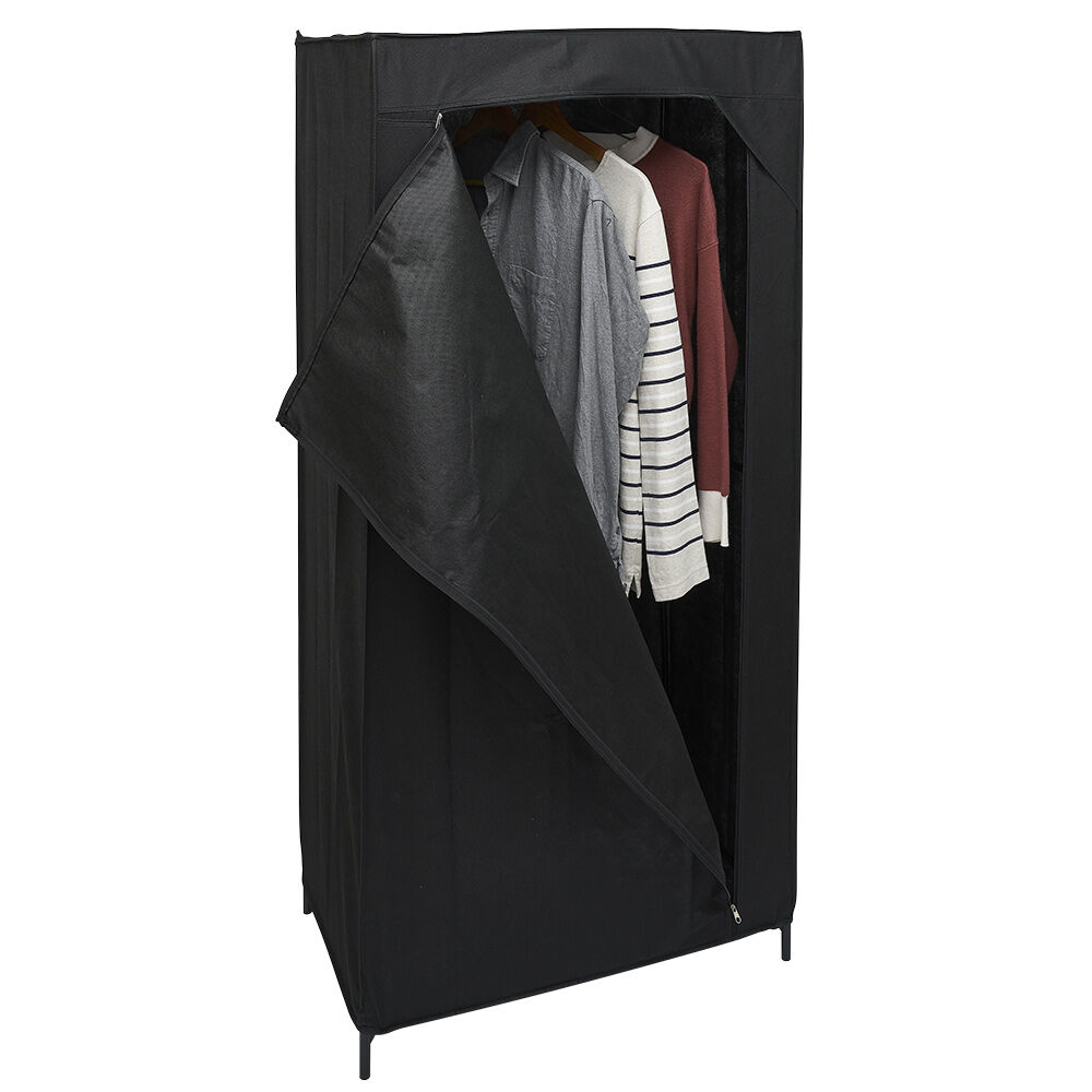 Armoire penderie en tissu noir 70x46xH146cm