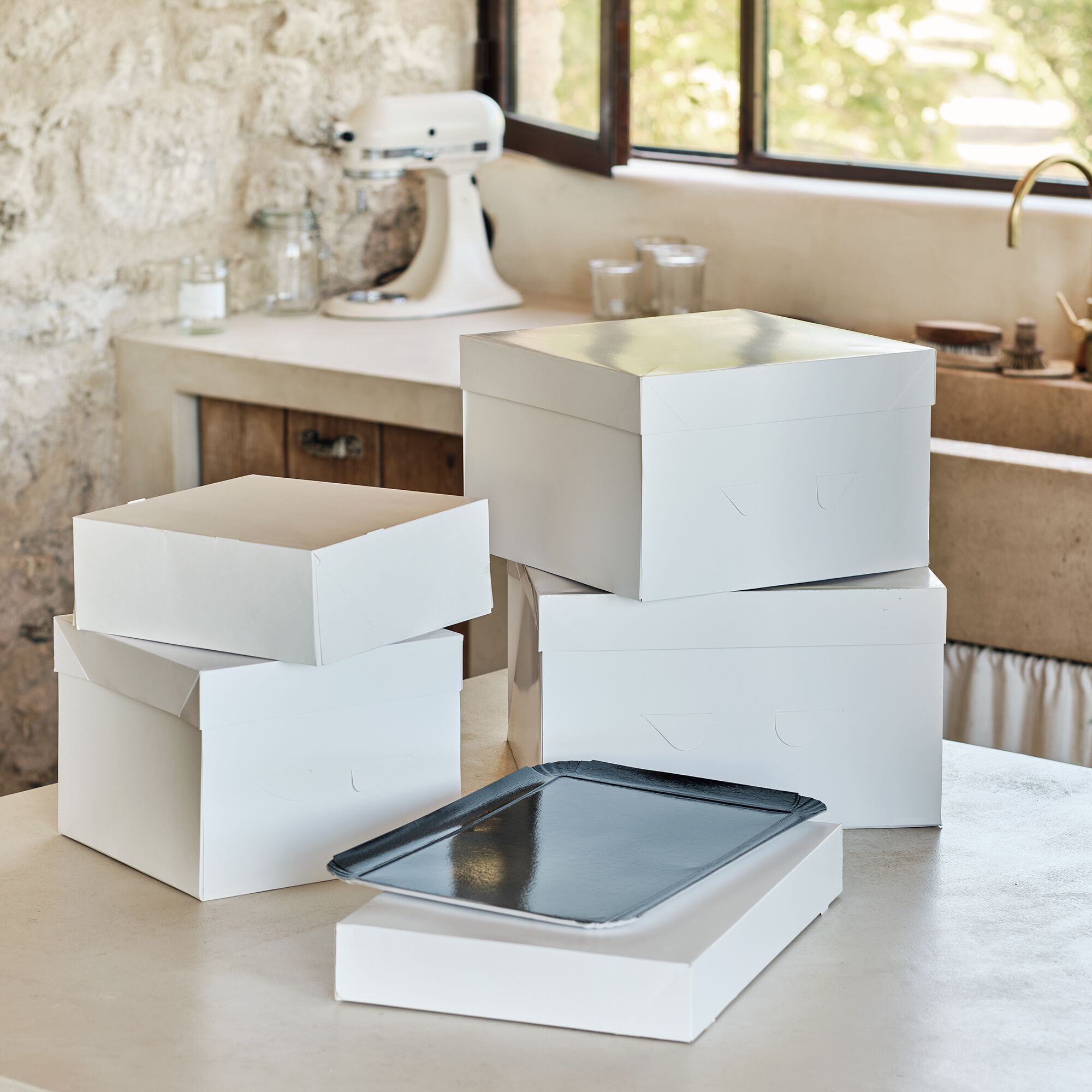 PATISDECOR - Boîte pâtissière L25,4xl25,4xH20cm - blanc