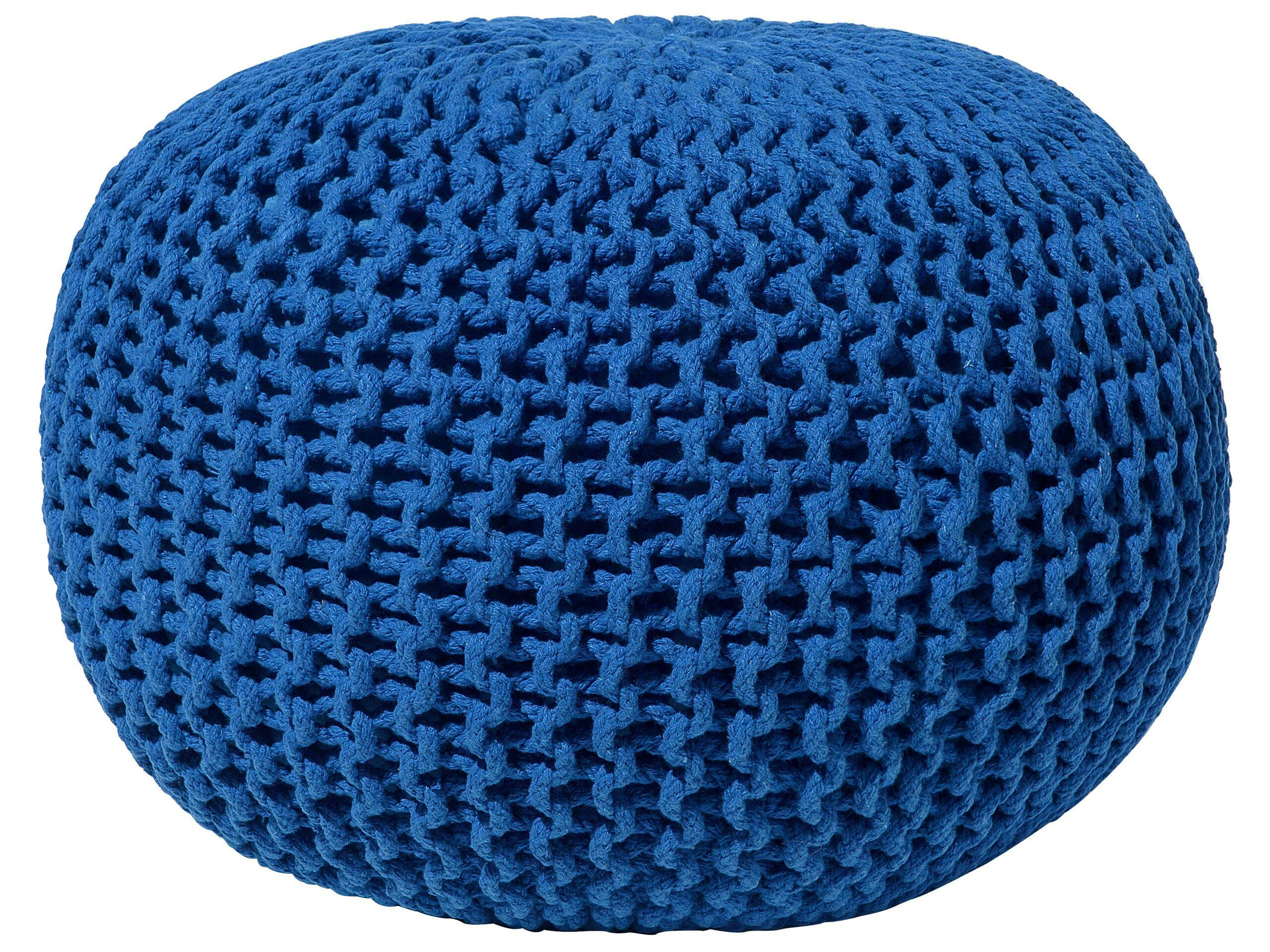 CONRAD - Pouf en coton bleu 50 x 35 cm