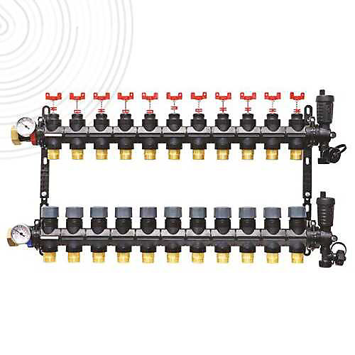 Collecteur Polymere pour plancher chauffant - 11 circuits