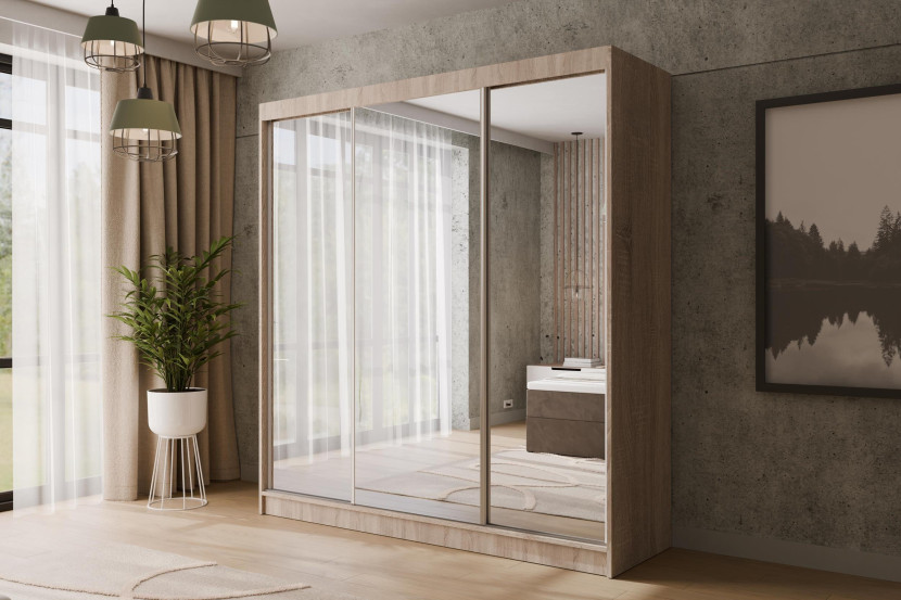 Szafa z drzwiami przesuwnymi i lustrem V2-URBANO 200 x 215 cm