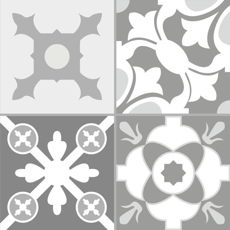 TENDANCE CIMENT GRIS - Bandeau PVC lot de 2 : L 70cmxH 30cm Gris Carreaux de Ciment