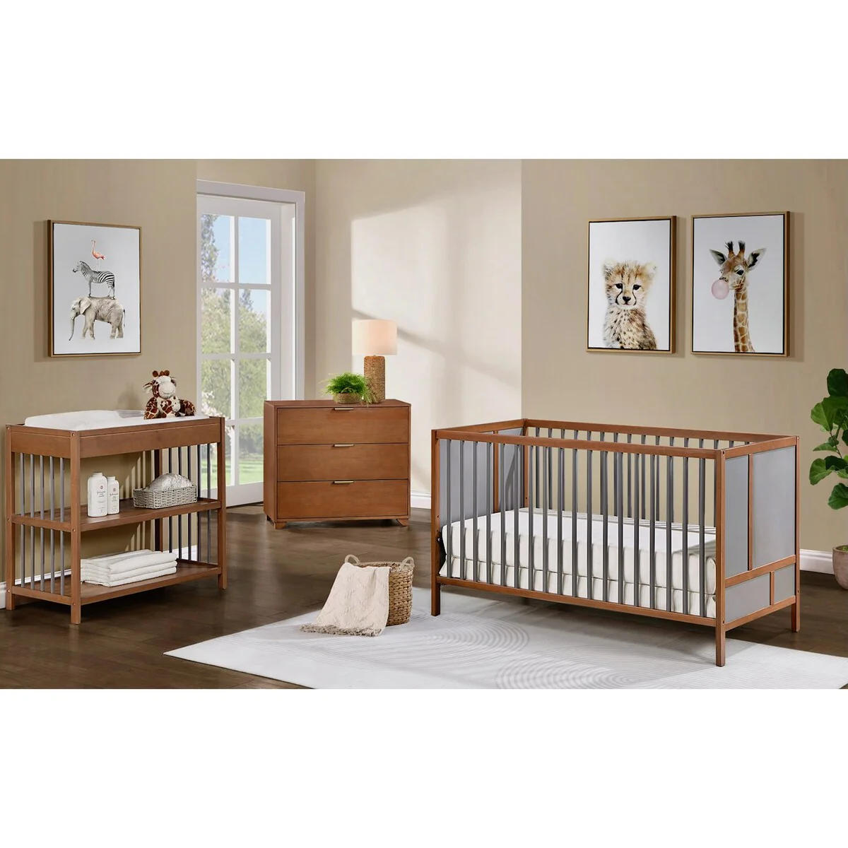 Pixie Finn 3-in-1 Crib in Walnut/Charcoal