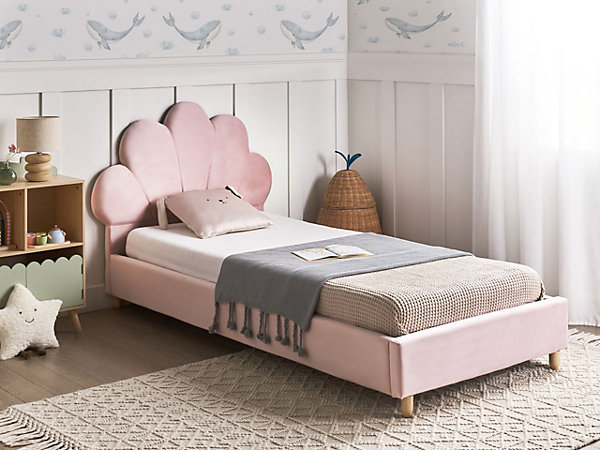 Lit d'enfant Coquillage Velours NEULISE 90 x 200 cm Rose