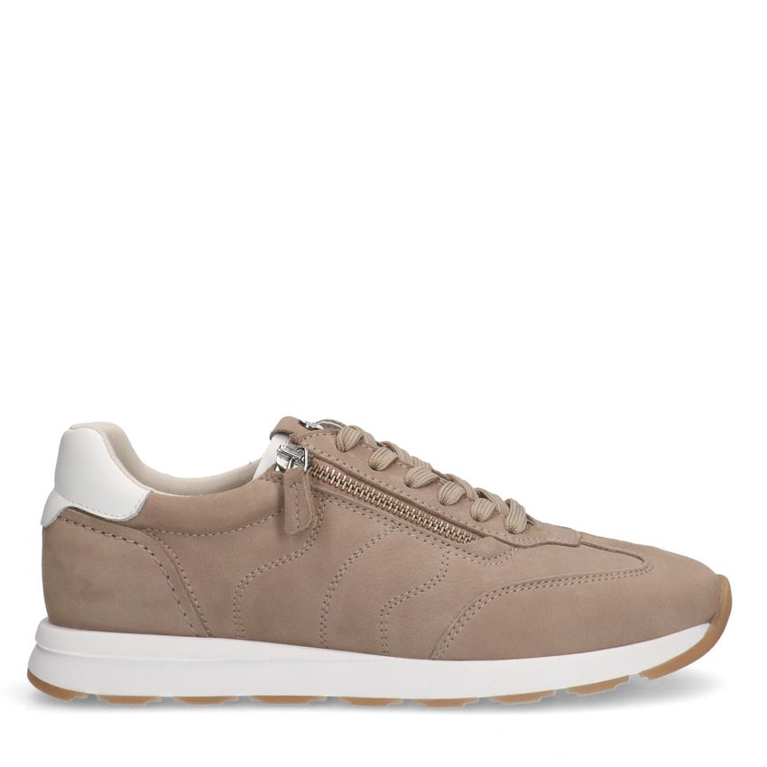 No Stress Taupe nubuck sneakers met rits