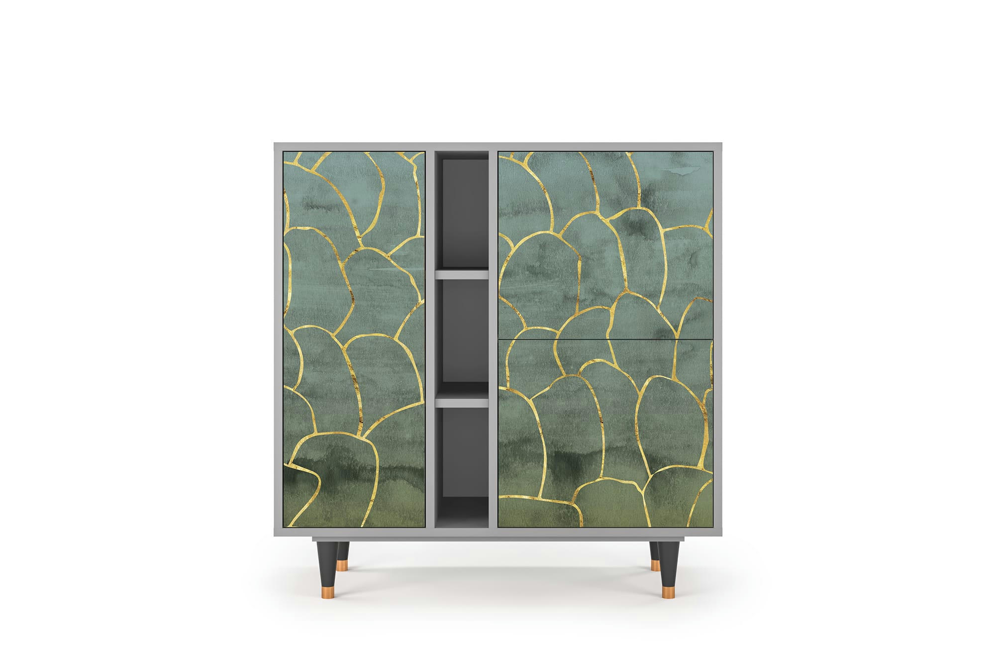 MAGNIFICENT WATER LILY - Buffet  bleu-vert 3 portes L 94 cm
