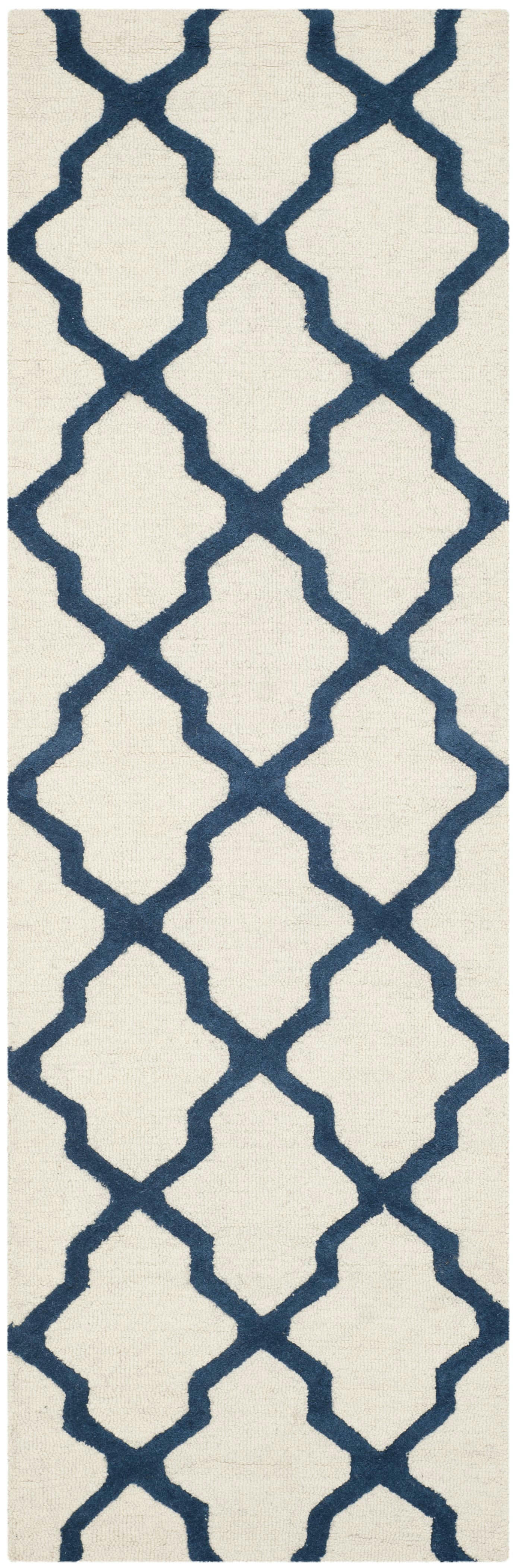 CAMBRIDGE - Tapis de salon interieur en ivoire & marine, 76 x 244 cm