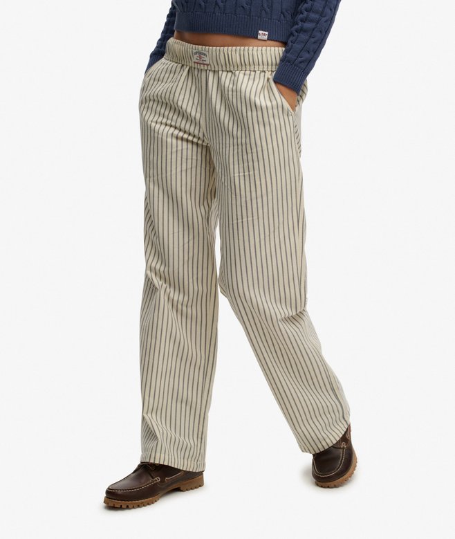 Organic Cotton Stripe Elasticated Trousers