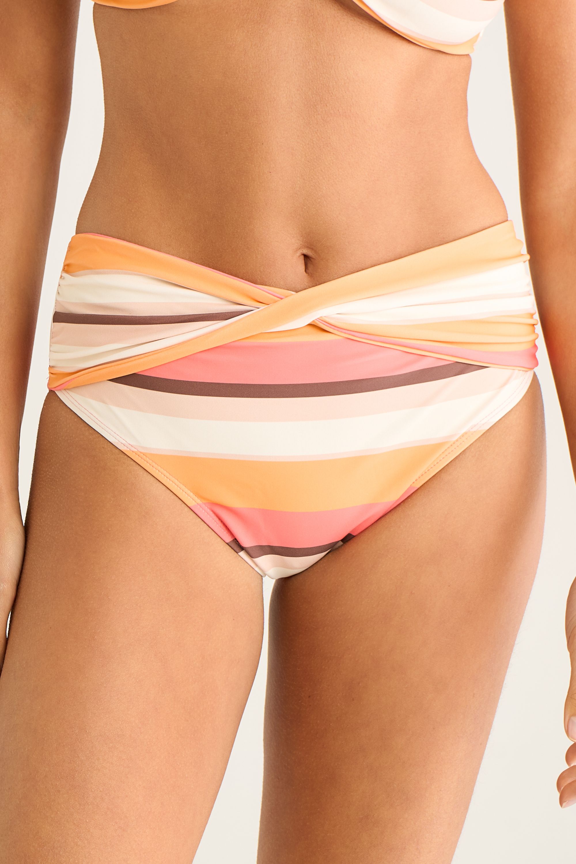 Gini London Multi Color Twist Front Tripe Bikini Bottom