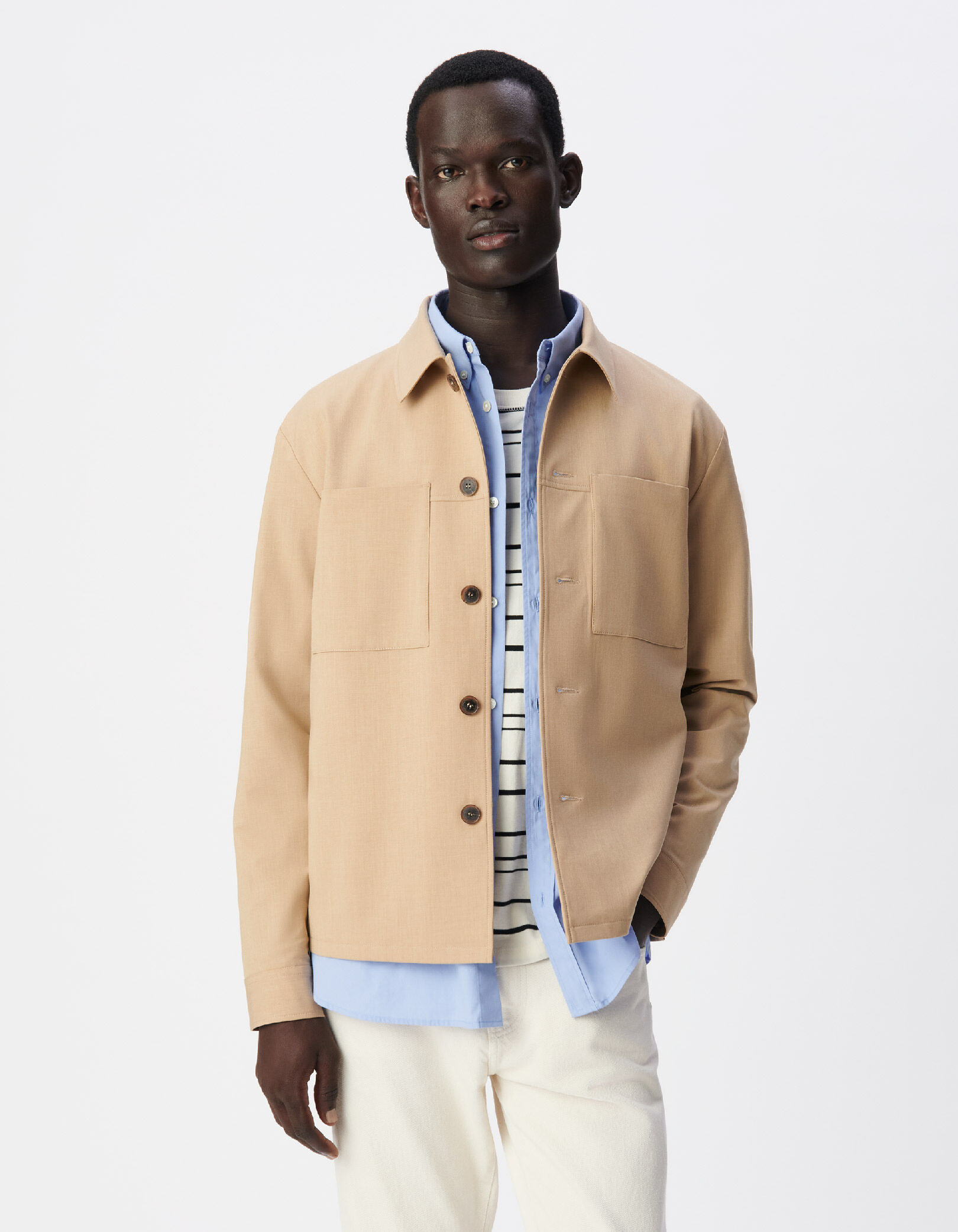 Veste de costume beige foncé esprit surchemise Homme