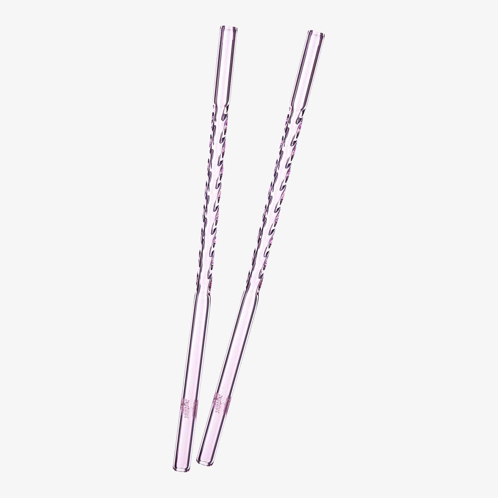 Glas-Trinkhalme Drehung Rosa, 2 Stück