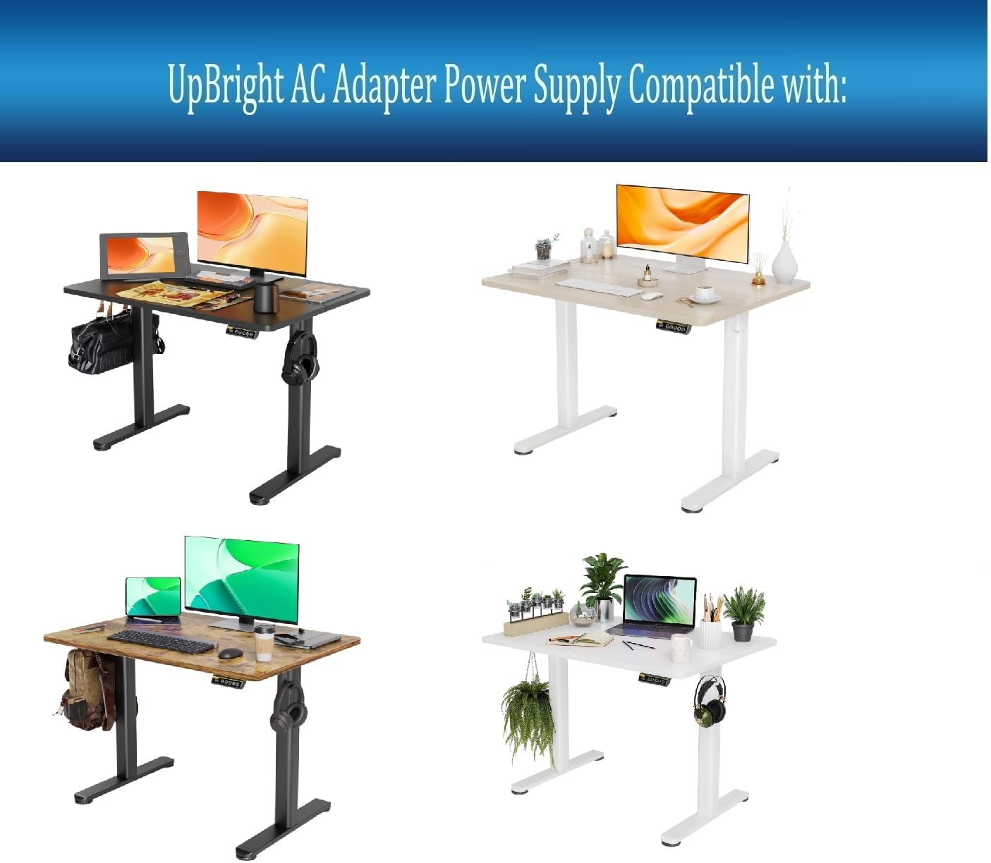 UpBright AC/DC Adapter Compatible with Claiks P1.01.001 P101001 40 48 55 63 40x24 48X24 55X24 63X24 Inches Electric Standing Desk Adjustable Height Stand up Desk YH-K290018-C Power Supply Charger
