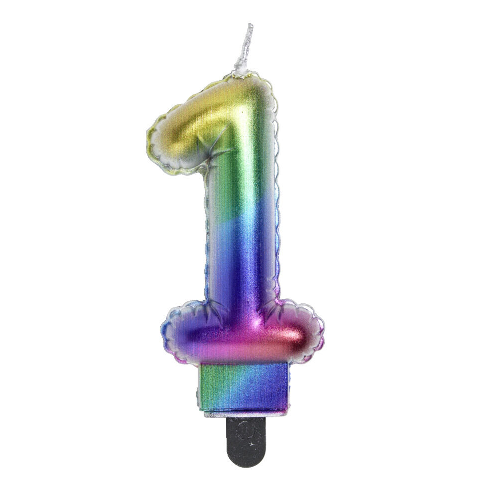Bougie anniversaire chiffre 1 iridescent