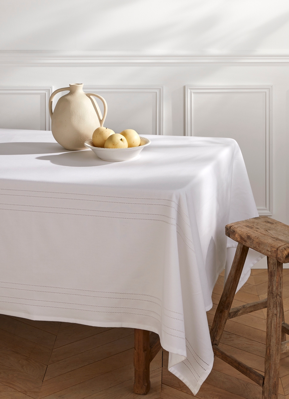 NAPPE POIN?ON EN COTON NANI BLANC