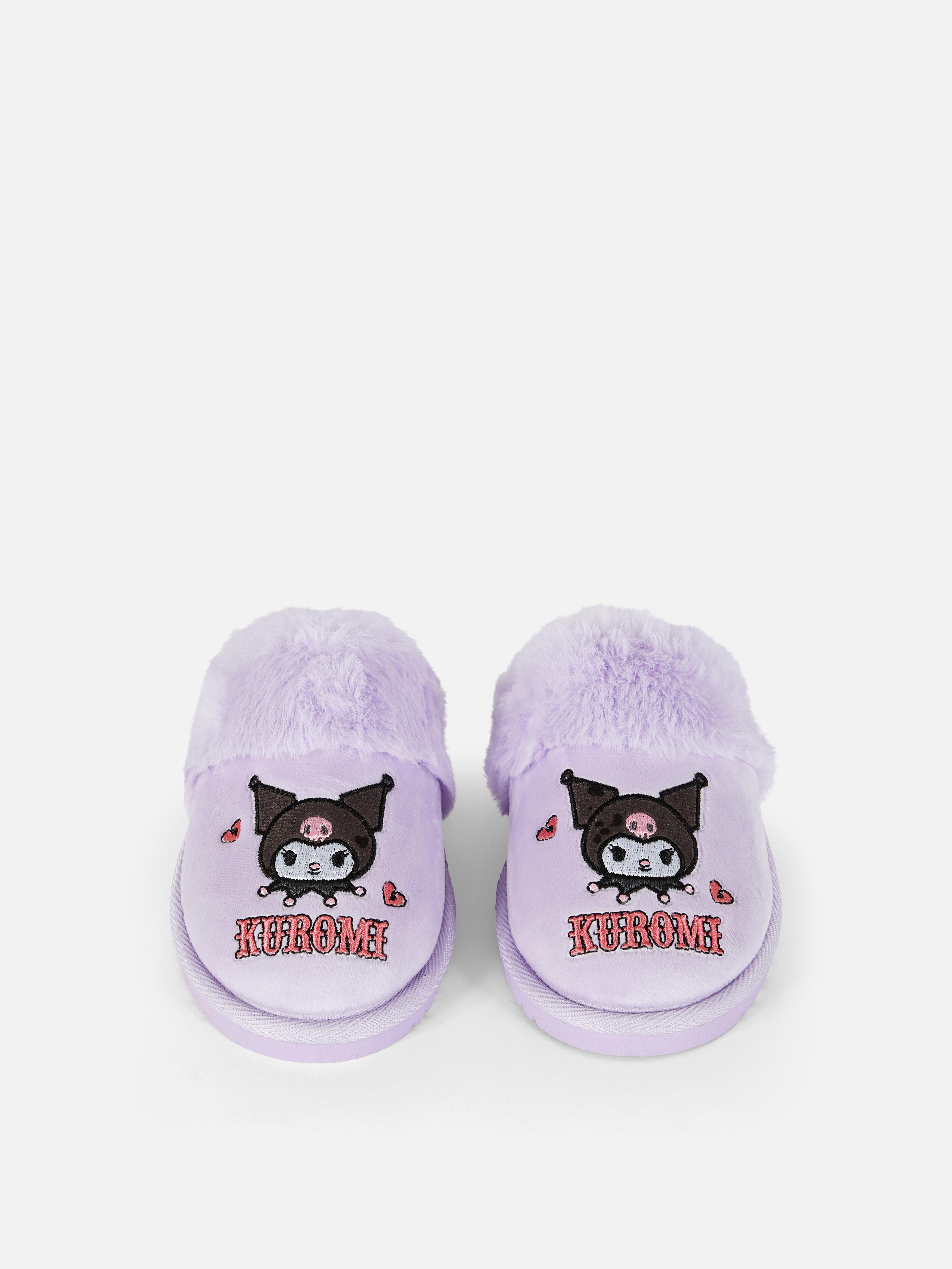 Hello Kitty Kuromi Faux Fur Trim Slippers