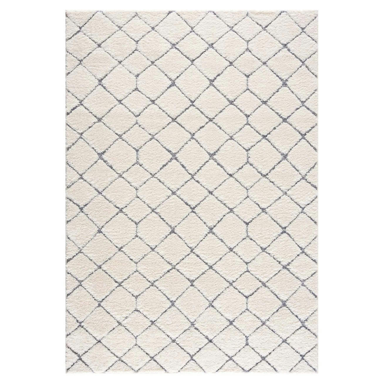 BÖHMEN - Tapis à poils longs et relief crème et gris 160x230cm