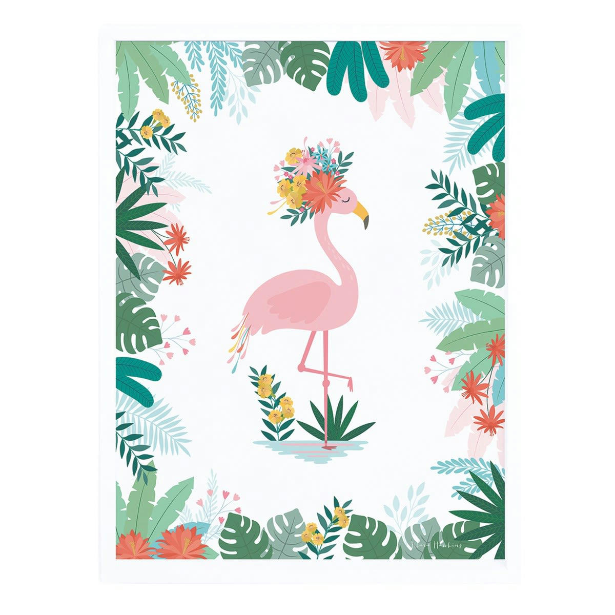 - Affiche enfant encadrée flamingo en Papier Multicolore