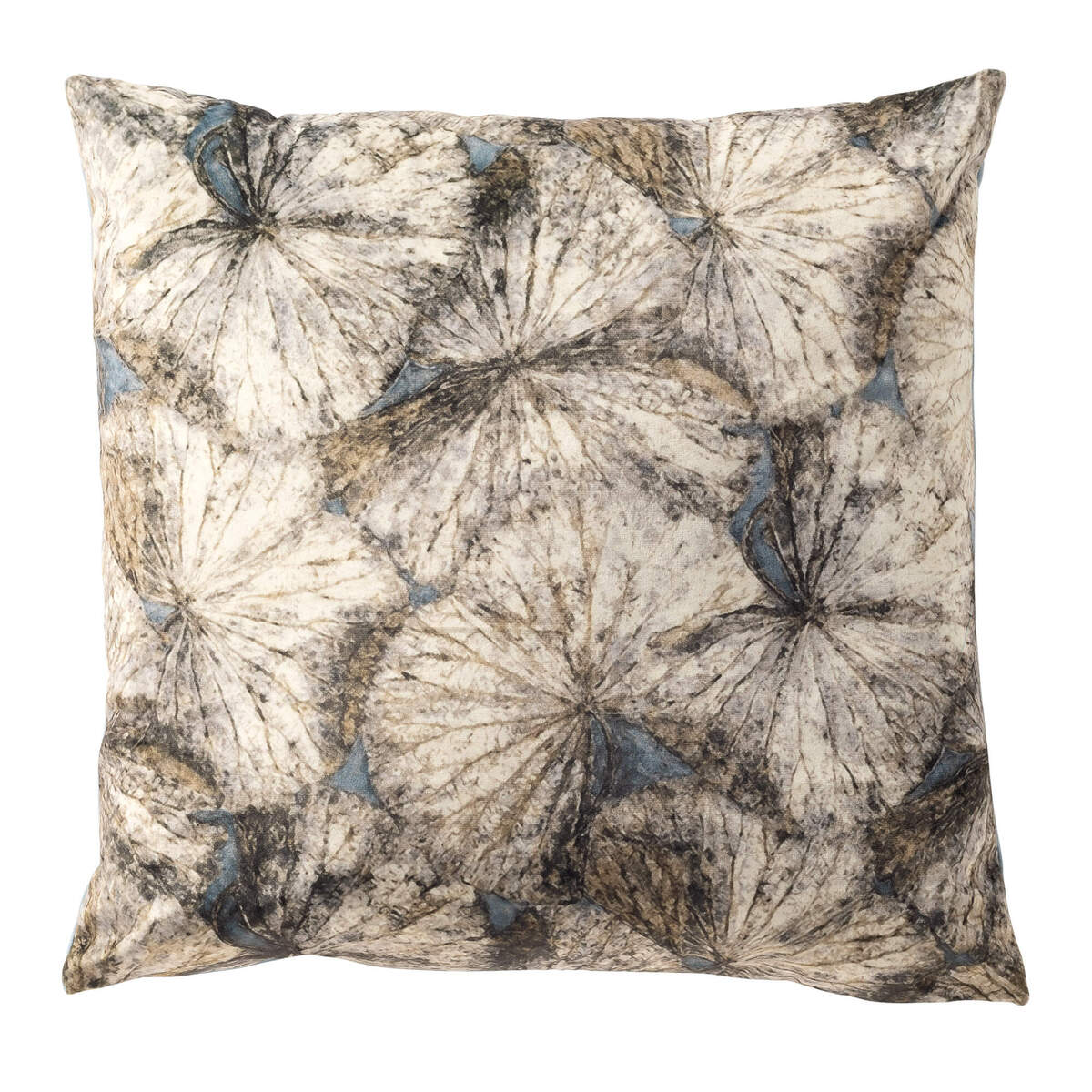 TOBIAS - sierkussen 45x45 cm - bladmotief - Sterling Blue - blauw