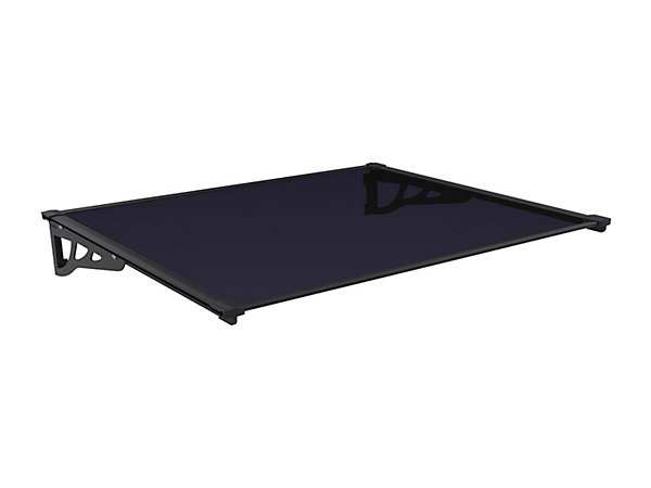 Auvent de porte en aluminium 150 x 90 cm incliné noir KEPLER