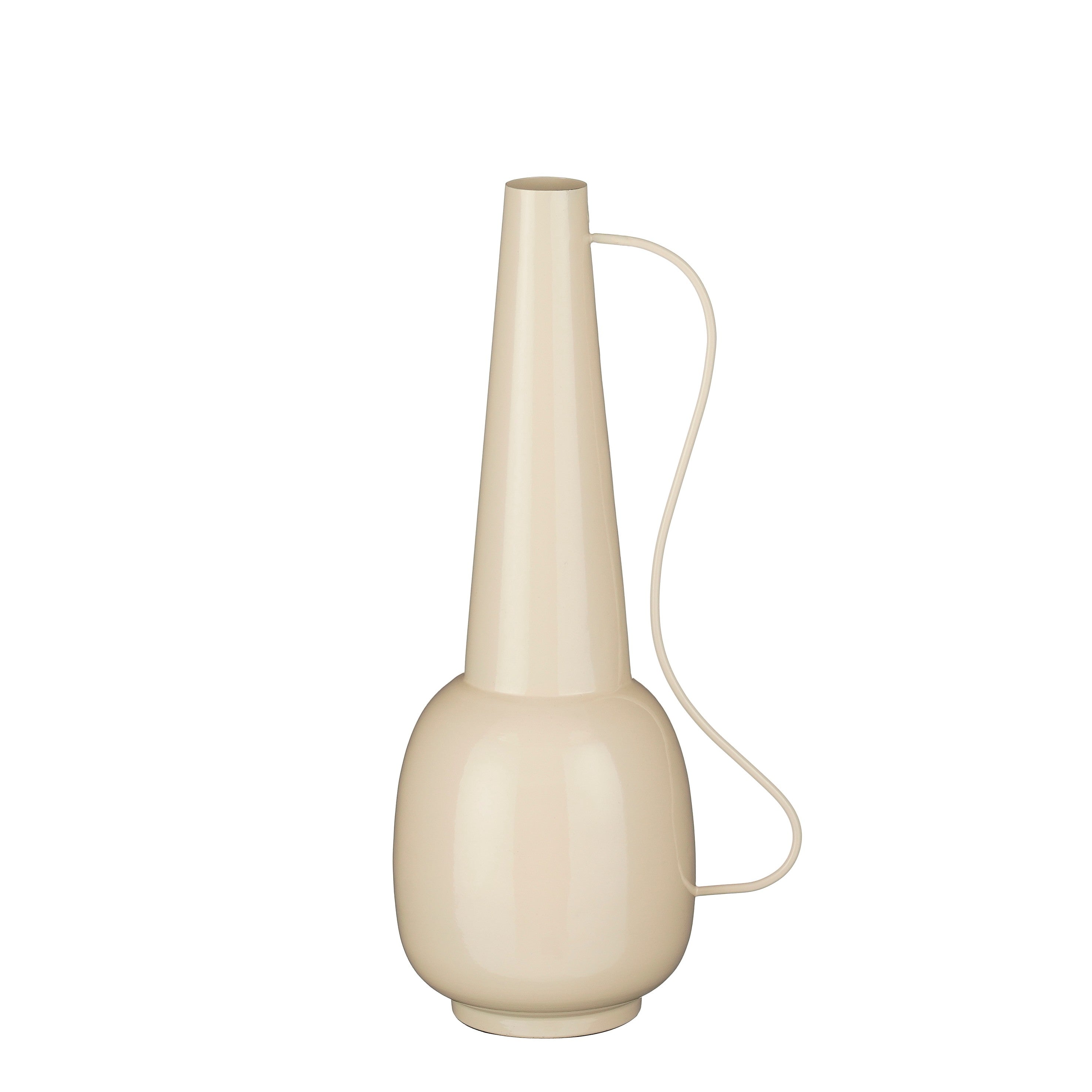 Mica Decorations Tosno Decoratieve Vaas - Bloemenvaas 24 x 20 x 43 cm - Woondecoratie Bloemvaas voor Binnen - IJzer, MDF, Fluweel - Off-white