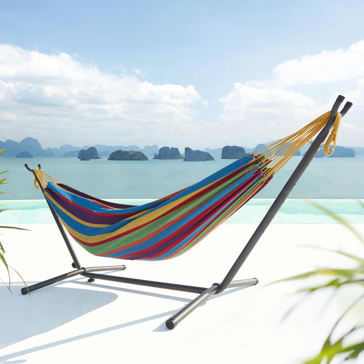 COPACABANA - Hamac sur pied 2,6 m avec toile en polyester multicolore