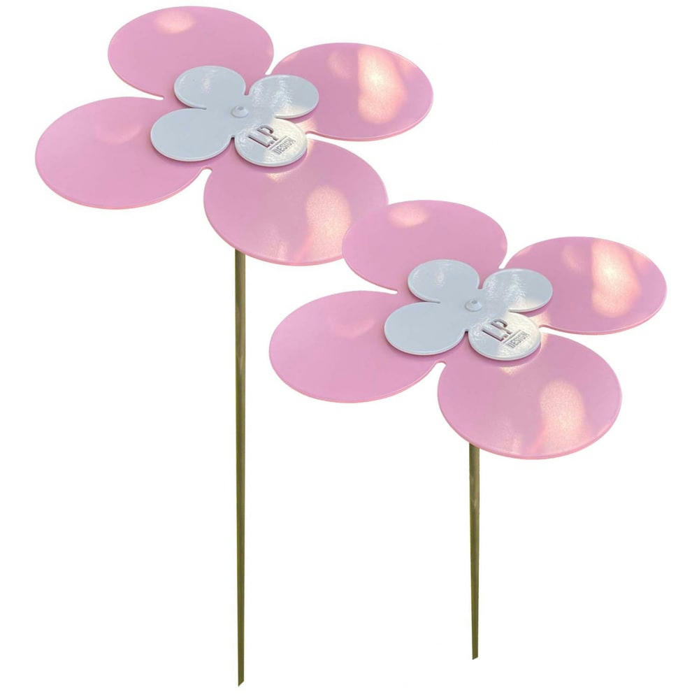 COLLECTION FLEURS & FEUILLES - Set de 2 fleurs en acier galvanisé 60 et 80 cm double chance rose