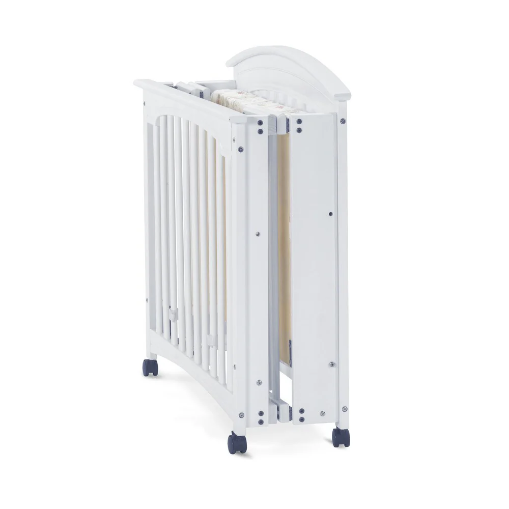 Child Craft Stanford Matte White Mini Folding Crib and Mattress