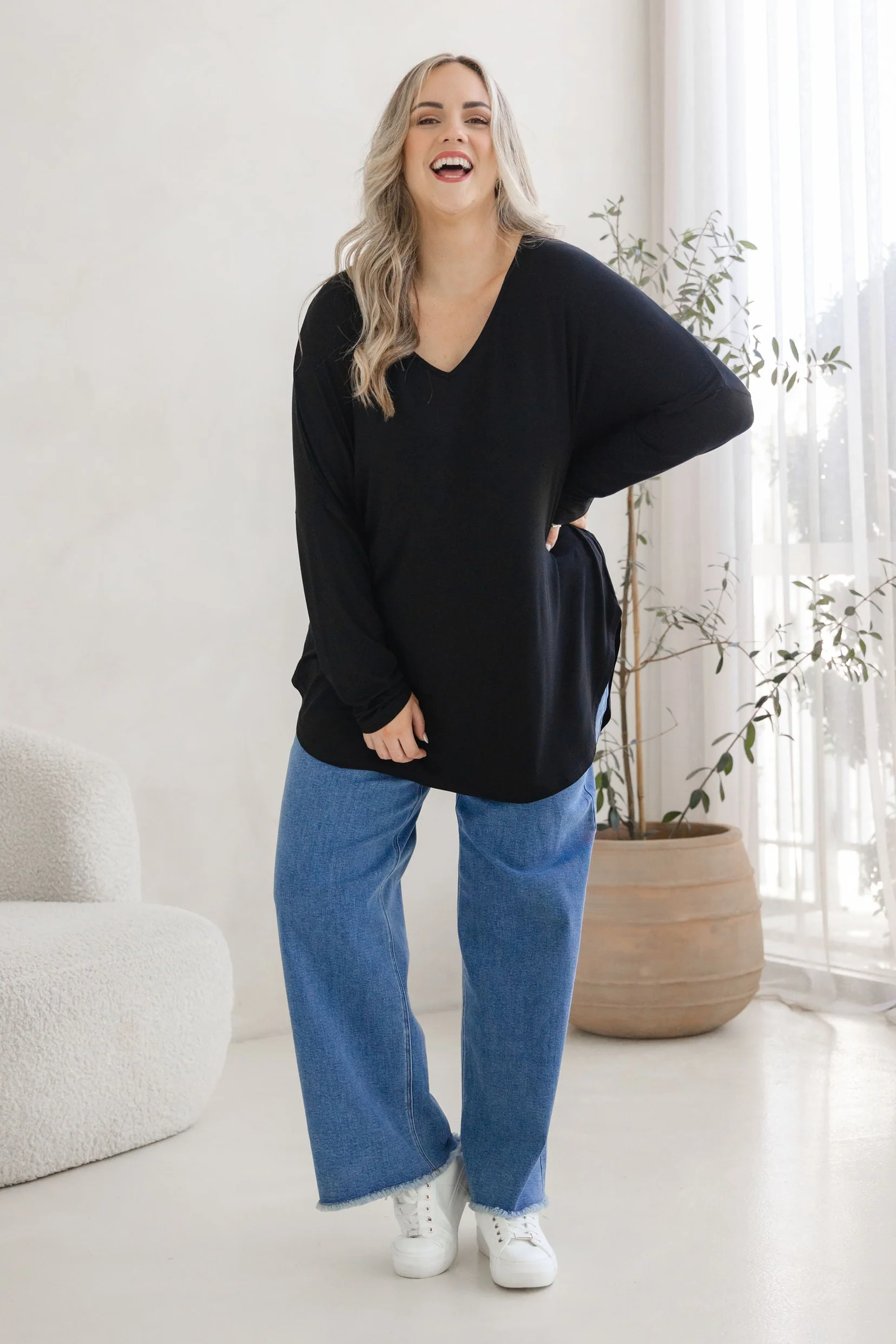 Jasper Jersey Top in Black